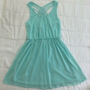 Mint Green Chiffon Cross-back Dress